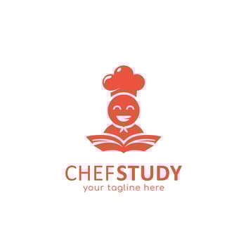 chef study logo food cooking education logo with chef reading a book illustration icon template vector