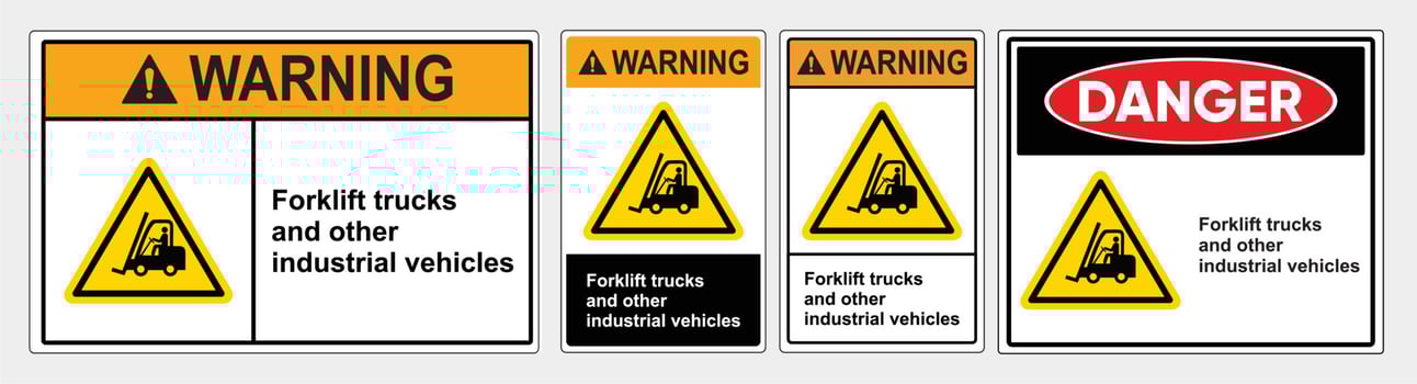 forklift truck sign. warning caution board. Safety sign Vector Illustration