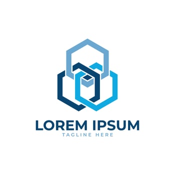 abstract geometric hexagon shape logo mark free vector