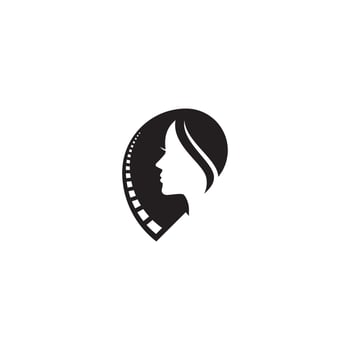 Film Frame and Girl logo or icon design vector