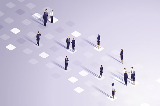 Business people group interconnected teamwork. vector