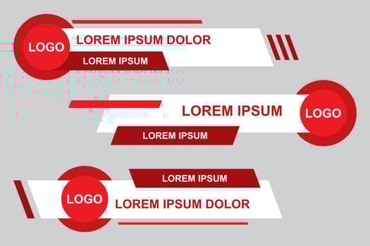 Modern stylish lower third banner template design. Graphic set of Broadcast News Lower Thirds Banner for Television. Vector video headline title