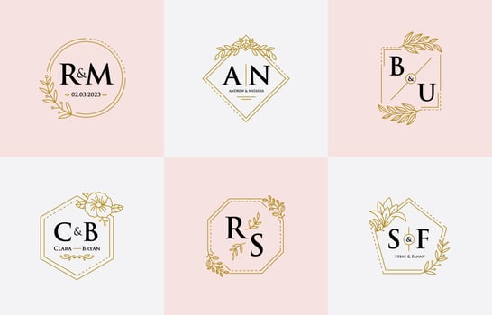 Set of Elegant Monogram Wedding vector