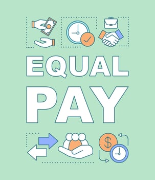 Equal pay word concepts banner. Trade union. Workplace discrimination. Gender wage inequality. Presentation, website. Isolated lettering typography idea with linear icons. Vector outline illustration