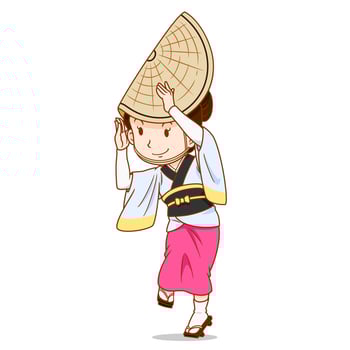 Cartoon character of Awa Odori dancer, Japanese traditional dancer. vector