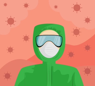 Illustration vector design of medical officer who is fighting for the virus.