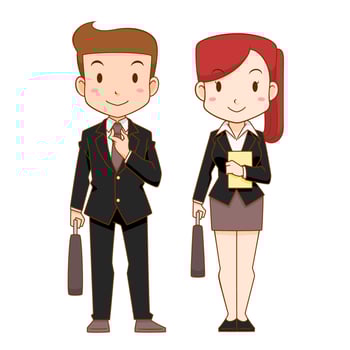 Cute cartoon characters of business man and woman. vector