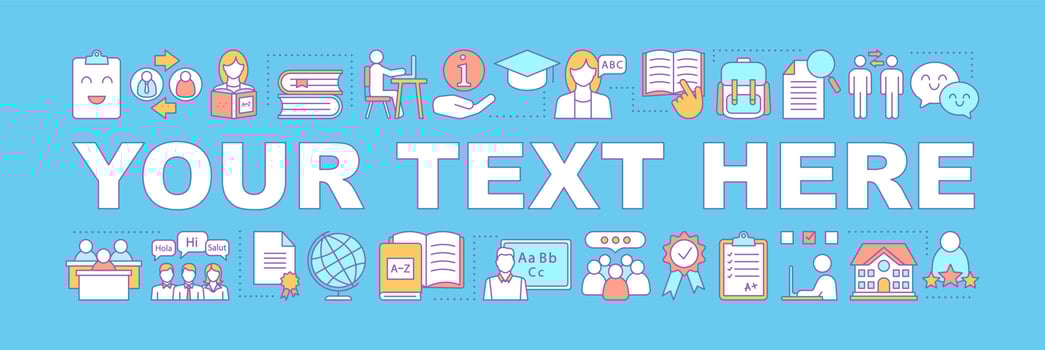 Language school word concepts banner. Your text here. Isolated lettering typography idea with linear icons. Foreign language courses for kids and adult. Vector outline illustration