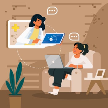 Patient Doing Telemedicine With Doctor Concept vector