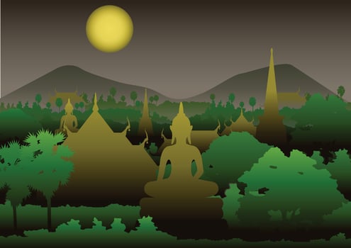 temple pagoda image of Buddha sculpture sea,Myanmar,Thailand vector