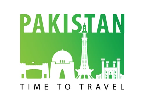 Pakistan famous landmark silhouette style vector