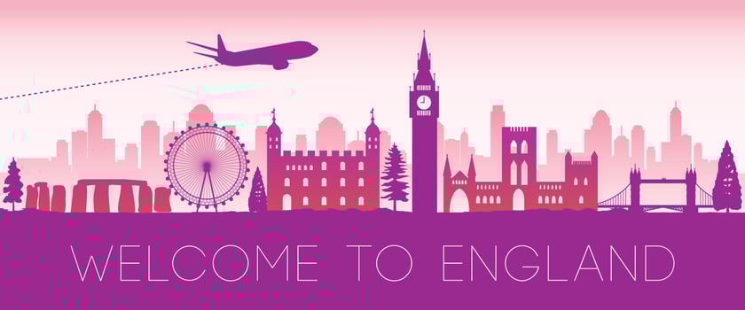 England famous landmark pink silhouette design vector