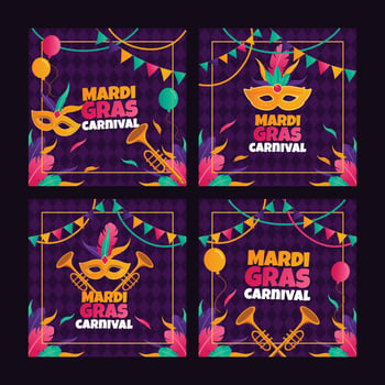 Mardi Gras Carnival Social Media Post Template vector