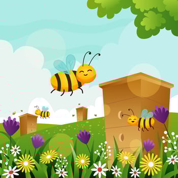 Happy Bees Farming on Spring vector