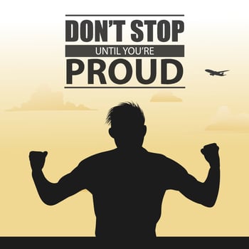 Young man standing. Successful smiling guy. Businessman concept. Career goal logo icon. Silhouette or symbol. Winner pose. Simple vector illustration.