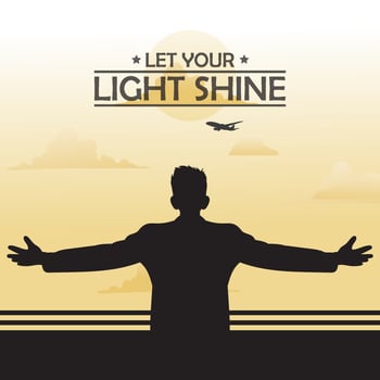 Young man standing. Successful smiling guy. Businessman concept. Career goal logo icon. Silhouette or symbol. Winner pose - Simple vector illustration.