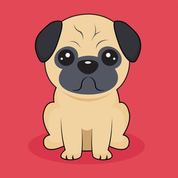 Cute dog sitting  cartoon vector illustration. flat cartoon style. Pug  cartoon vector.
