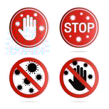 Pandemic stop Novel Coronavirus outbreak covid-19 symptoms  corona warning, stop sign of covid-19. vector