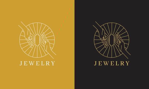 Vector Boho Logo, Icons and Symbols of Hand, Jewelry, and sun. Minimalist Luxury design template. For cosmetics, beauty, tattoo, Spa, manicure, jewelry store, spiritual, meditation