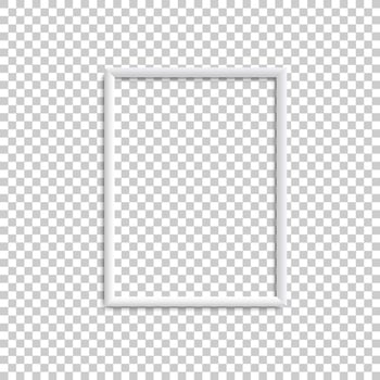 Vertical white blank picture frame, realistic white vertical picture frame, A4 vector