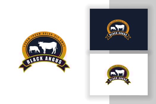black angus logo design template. cow farm vector illustration.