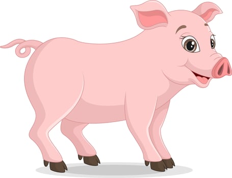 Cute pig cartoon on white background vector