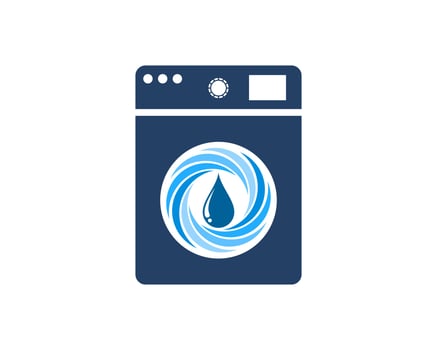 Laundry machine wash with spiral water inside vector