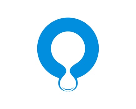 Circle O letter initial with water drop vector
