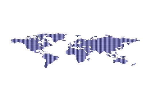 Vector map of the world with square dots
