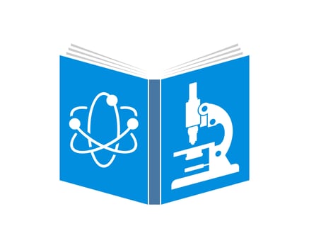 Science book with microscope inside vector