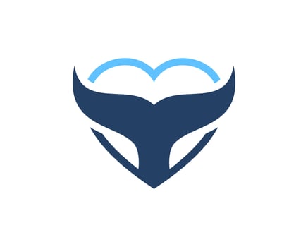 Simple love shape with whale tail inside vector
