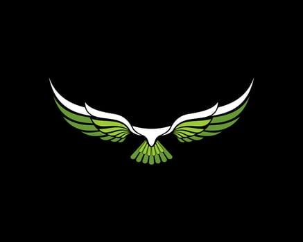 Abstract flying eagle with green and white colors vector