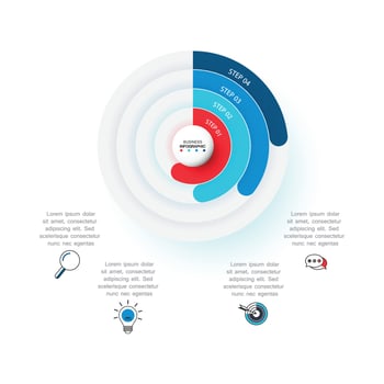 circle element with paper icon and text holder to circle white paper. business development features. Infographic design templates. Vector illustration.