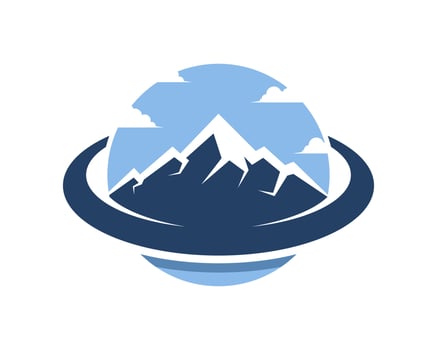 Blue mountain with planet shape vector