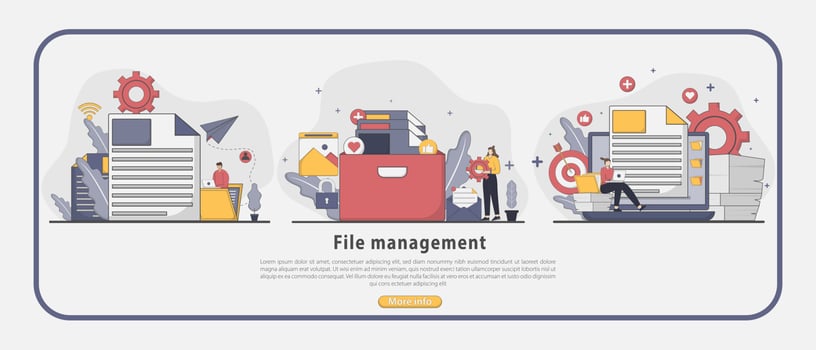 Vector illustration File management landing page concept