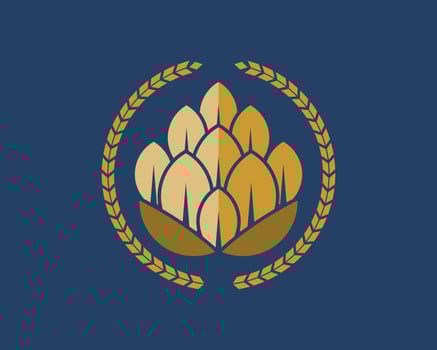 Circular wheat with hops beer inside vector