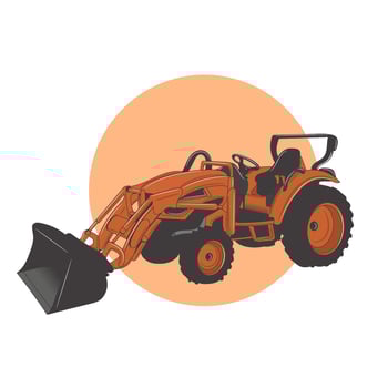 orange tractor vehicle vector illustration