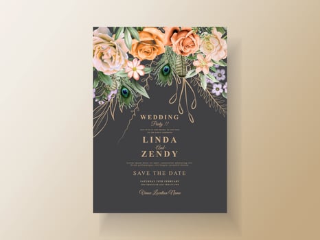 Wedding invitation elegant black theme vector