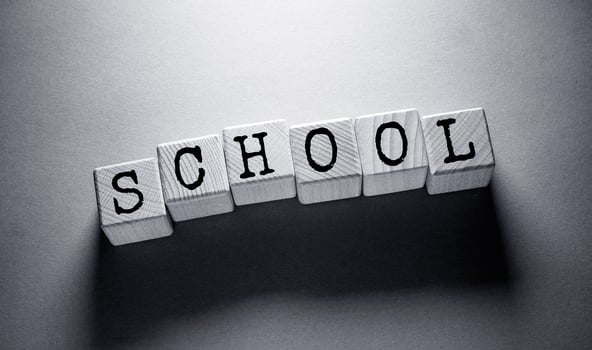 School Word with Wooden Cubes photo