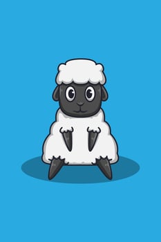 Cute sheep cartoon illustration vector