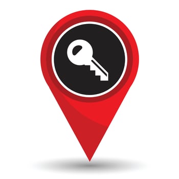 Pointer location with key icon vector