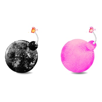 Vector cartoon colorful watercolor illustration of bomb isolated on white background
