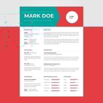 Pink modern cv resume design template, suitable for content individual business jobs vector