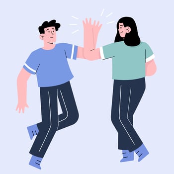 Young people giving high five vector