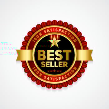 Best seller recommended product seal vector emblem with gold color scheme