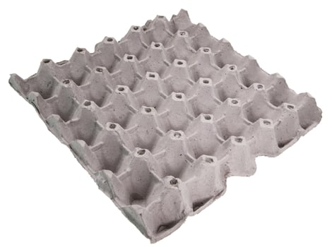 Close-up view of raw chicken eggs in egg box photo