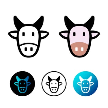 Flat Cow Head Icon Illustration vector