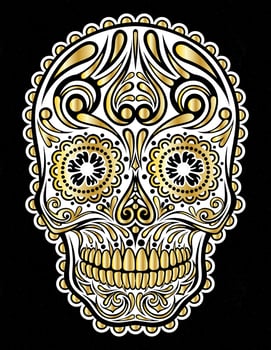 mexical skull with gold vector