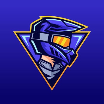Motocross rider wearing helmet logo design vector