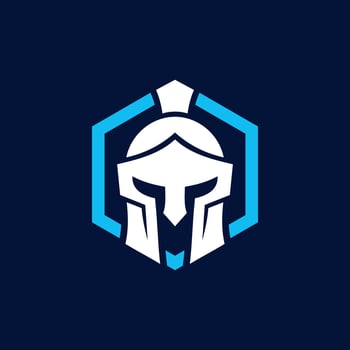 hexagon Spartan helmet logo design vector